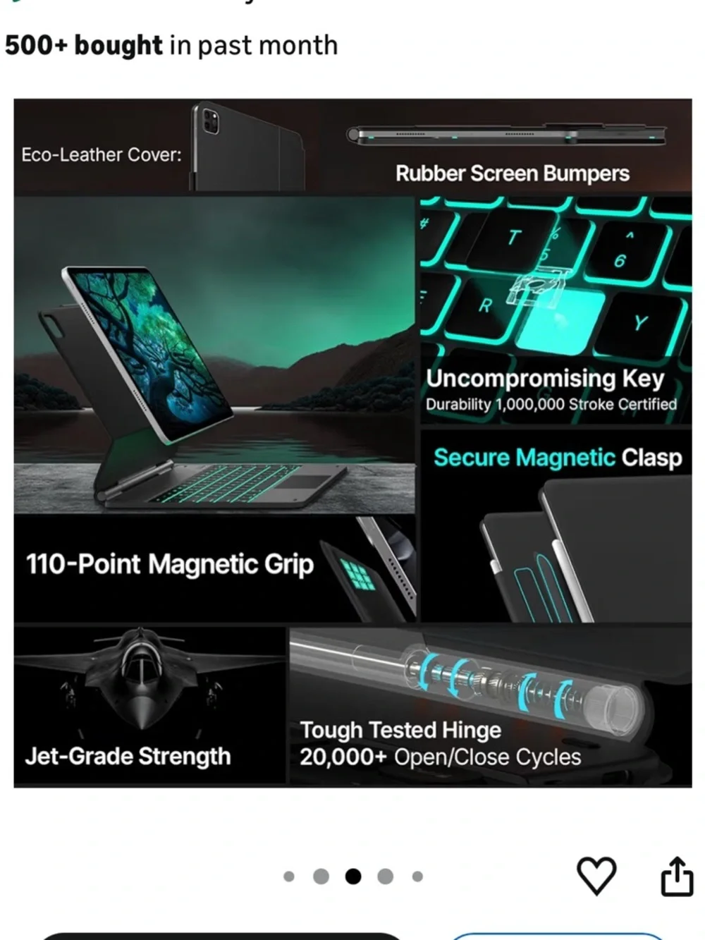 Universal Black Tablet Keyboard Case with RGB Backlight
